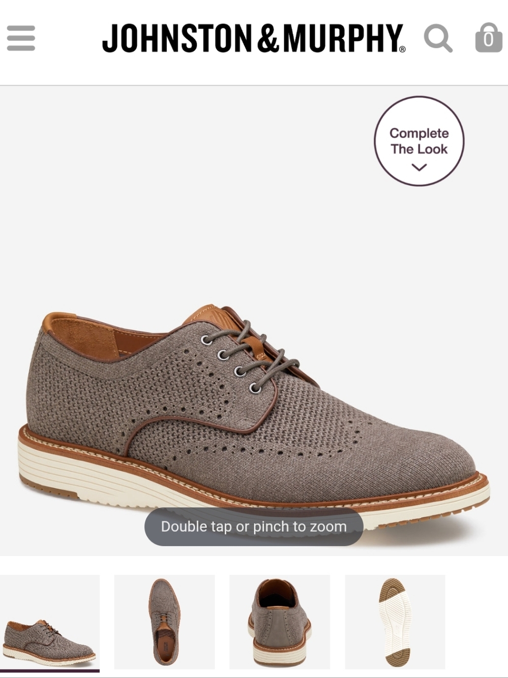 Johnston & Murphy Upton Knit Wingtip Derby Gray Grey Men's 13 M 13M